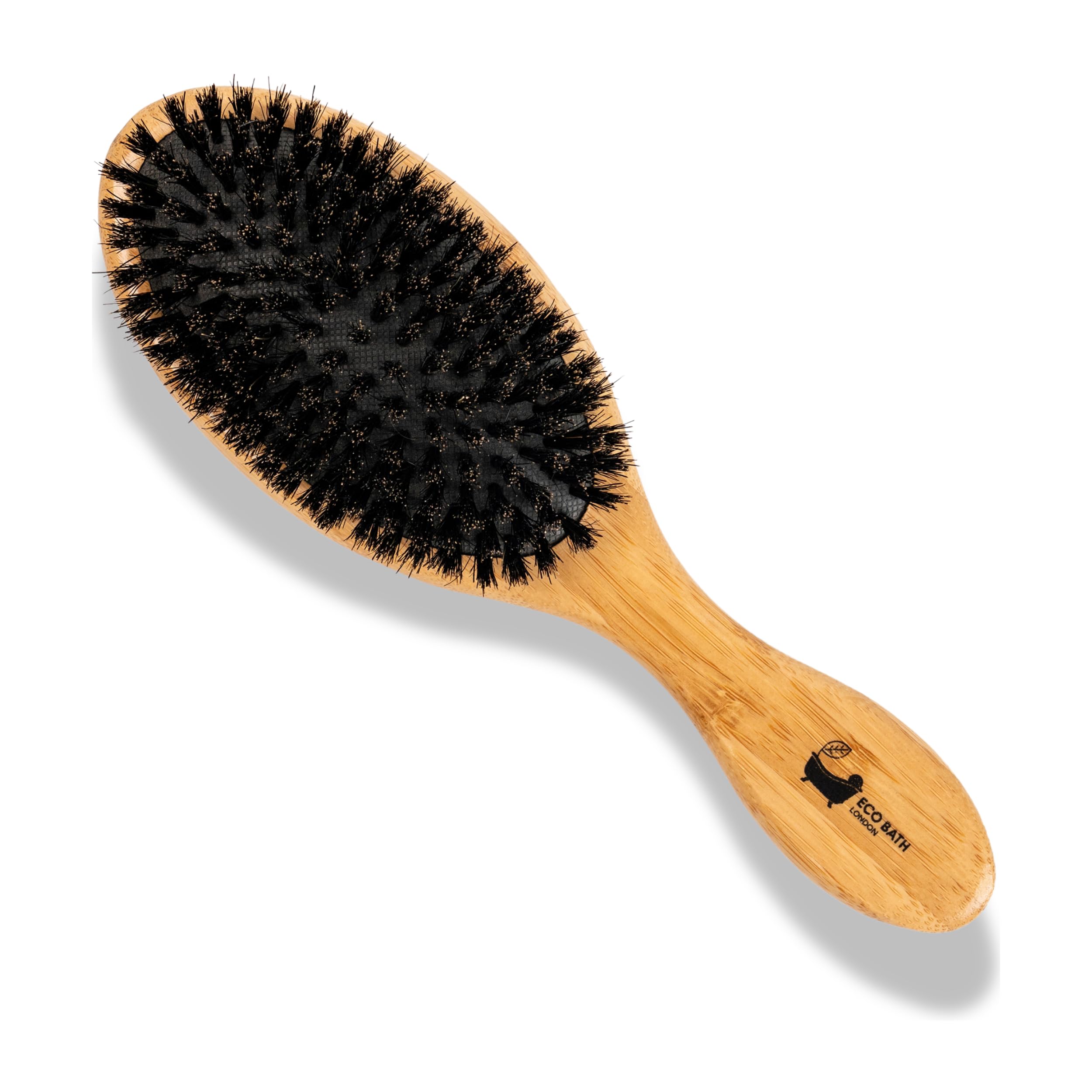 Eco Bath London Bamboo Hair Brush with Boar Bristles - Eco-Friendly Detangling Hairbrush for All Hair Types, Suitable for Women, Men, and Kids