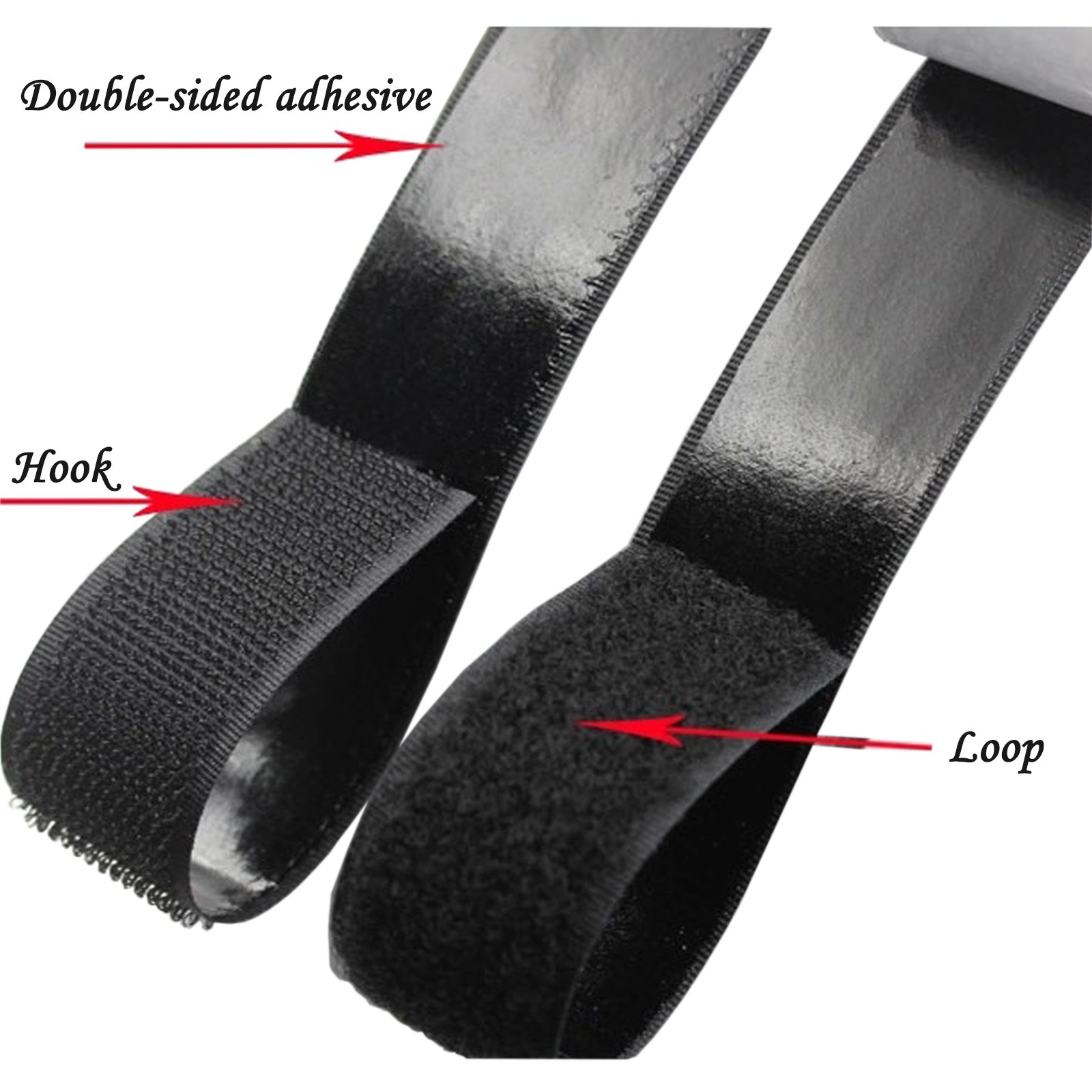 Nastro Adesivo Con Gancio E Anello, Nastro Adesivo Autoadesivo, Resistente, Riutilizzabile, Nastro Di Fissaggio Posteriore Biadesivo, Nero, 5 Cm-2 M - Foto 8