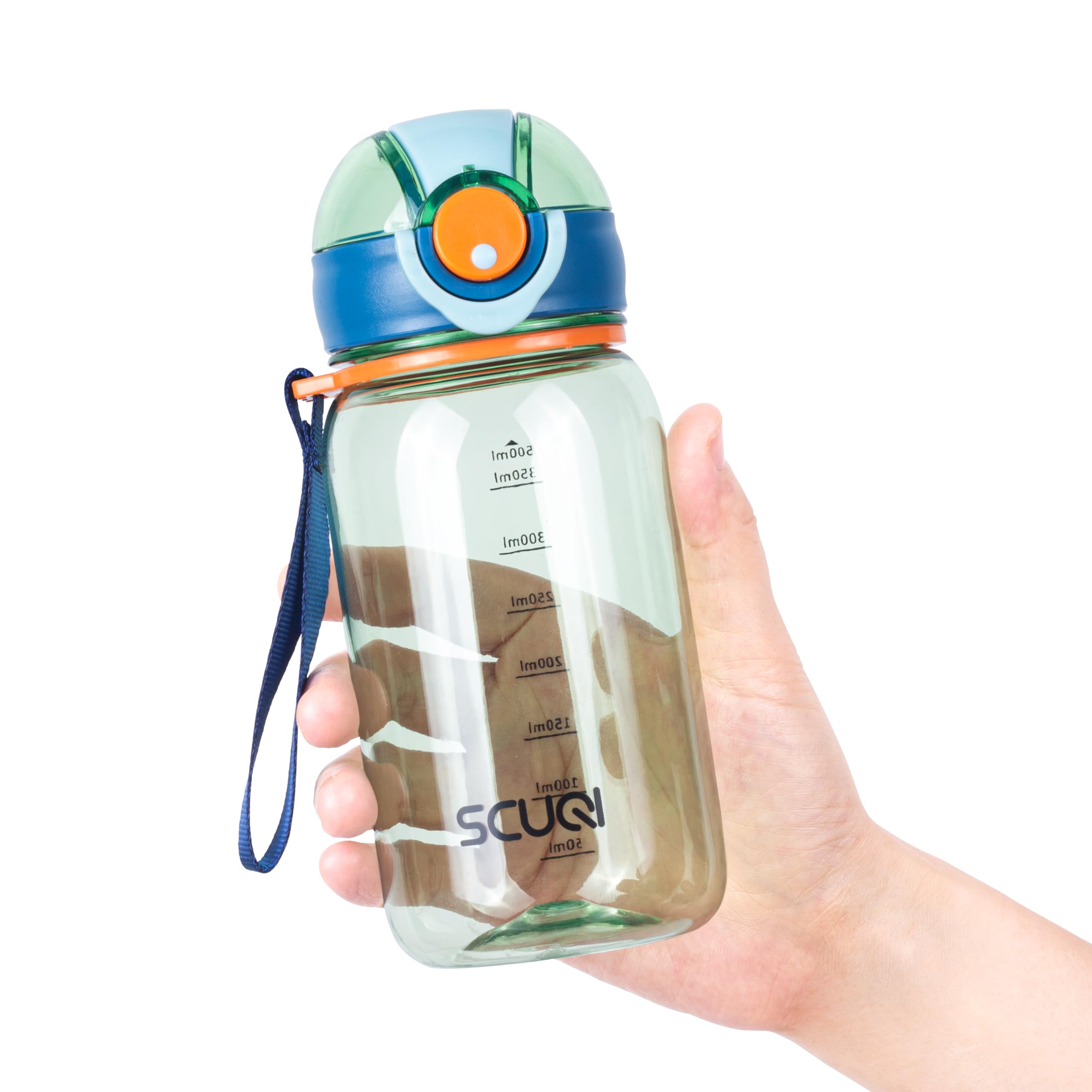 Kids Water Bottle For School or Travel, 14oz/420ml Durable Plastic Water Bottle With Pop-Up Spout Cover, BPA FREE Tritan & Safety Lock & Carry Handle