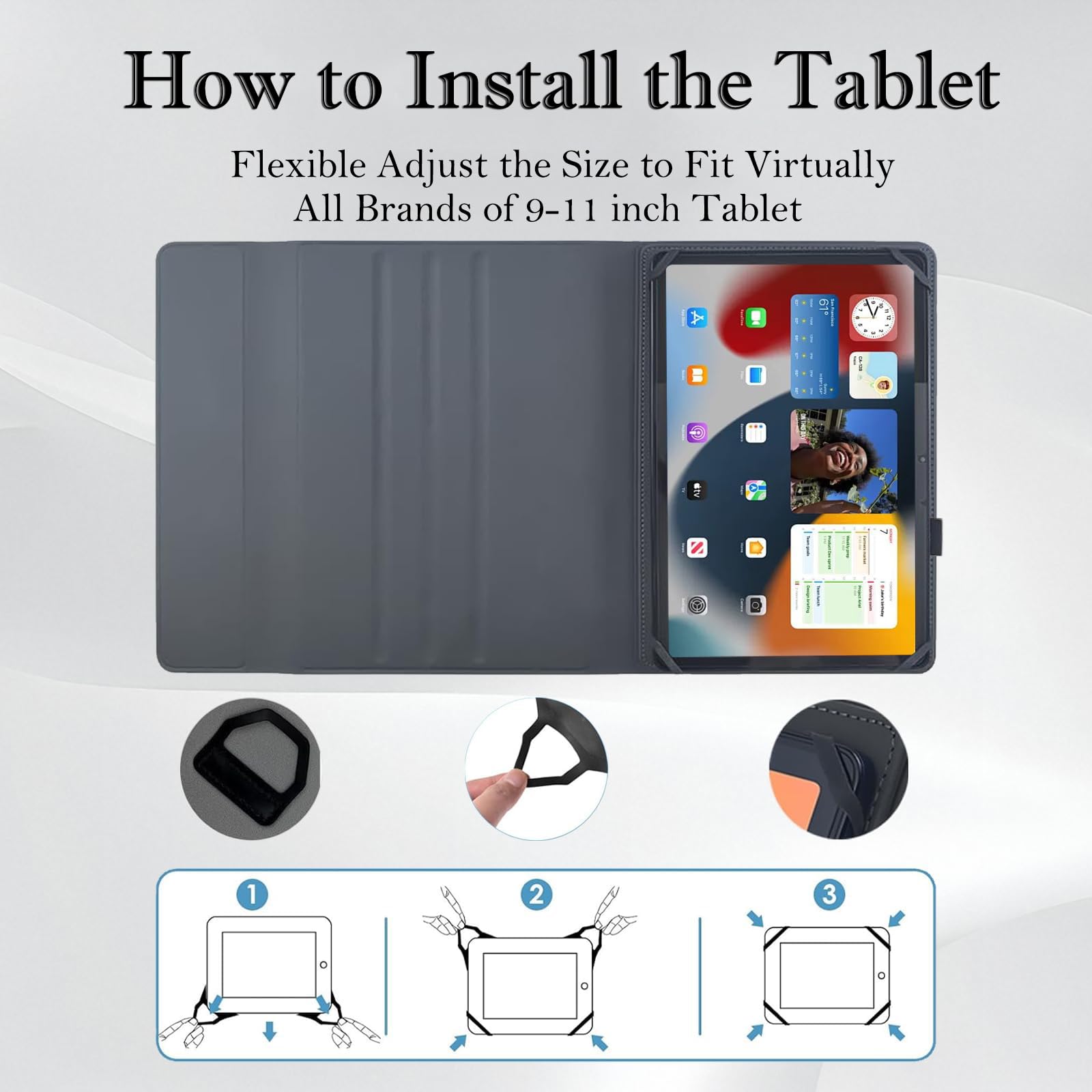 Funda universal con teclado para tabletas de 9, 9.7, 10.1, 10.2, 10.5, 10.5, 11.9 y 11 pulgadas, retroiluminado, teclado Bluetooth inalámbrico recargable, funda de piel tipo libro con soporte para