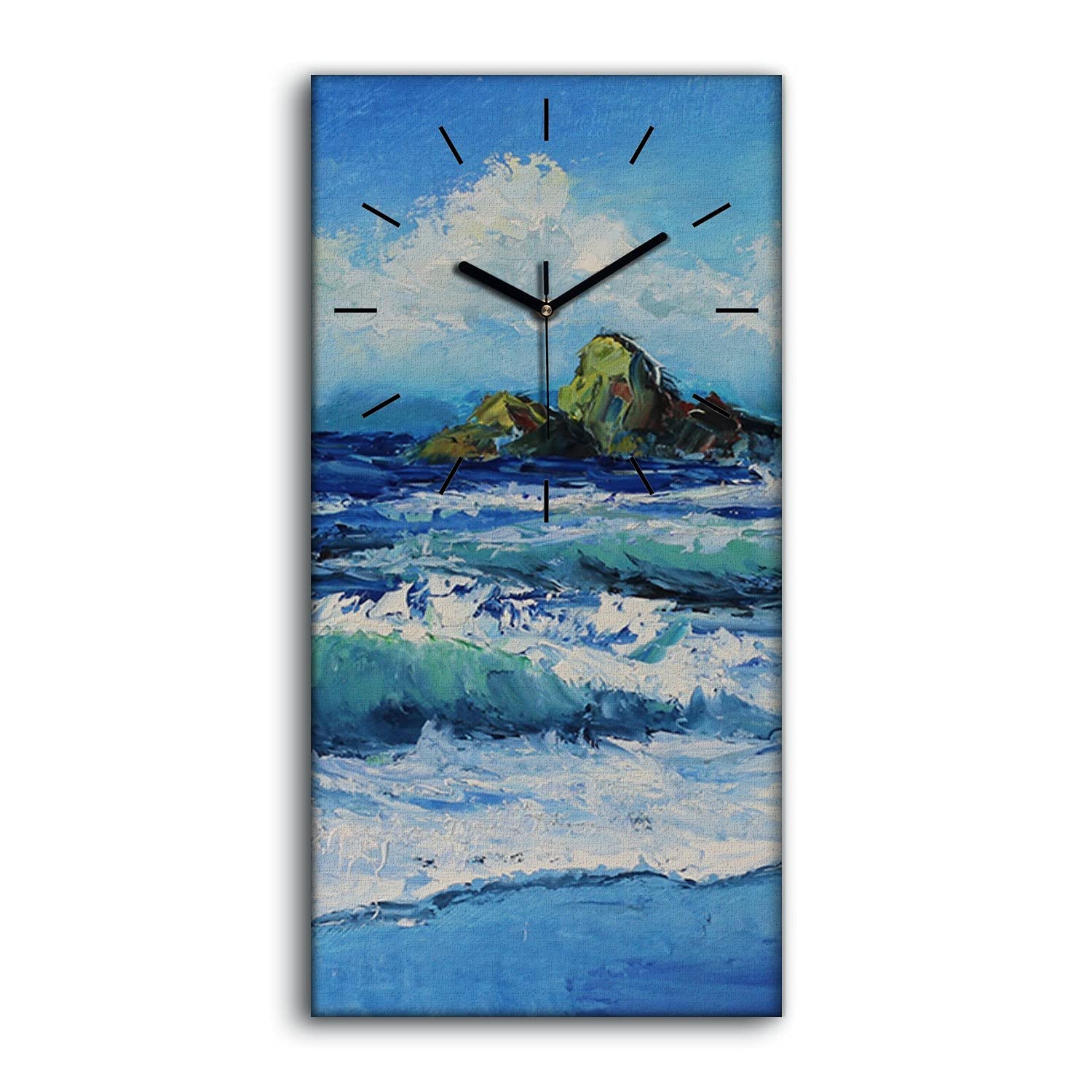 Horloge sur Toile Grand Tableau Mer Salon Chambre Décoration Sans Bruit