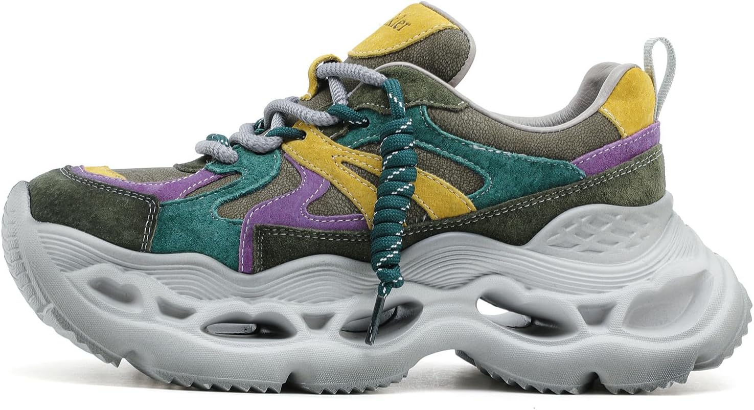Women's Chunky Sneakers Stylish and Comfortable Lace-Up Platform Athletic Shoes That Fashion Walking Shoes - Image 2