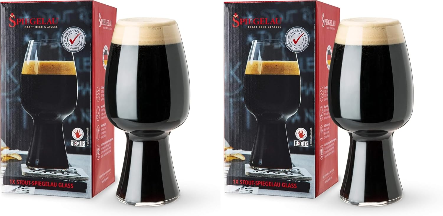 Spiegelau Craft Beer Stout Glass, Set of 1, European-Made Lead-Free Crystal, Modern Beer Glasses, Dishwasher Safe, Professional Quality Beer Pint Glass Gift Set, 21 oz (Pack of 2)