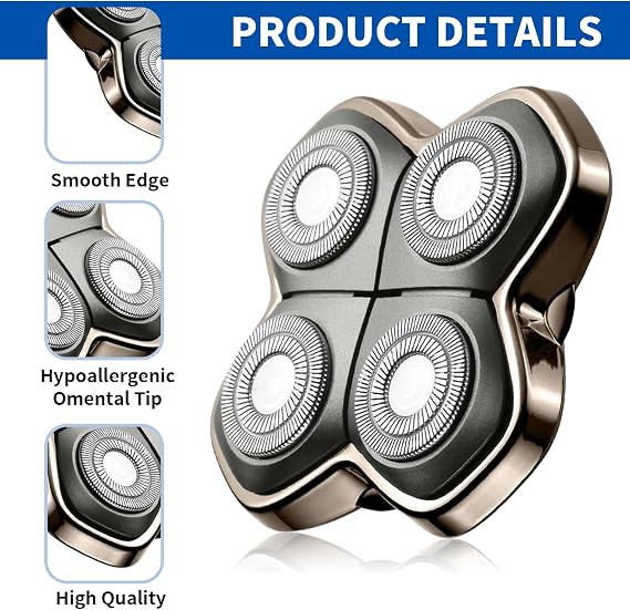 Compatible with Skull Shaver Replacement Heads,1Pack PRO 4 Head Replacement Blade Compatible with Skull Pitbull Gold/Silver/Platinum PRO,Blades Fit for Butterfly Kiss Head Shavers,Rotary 4