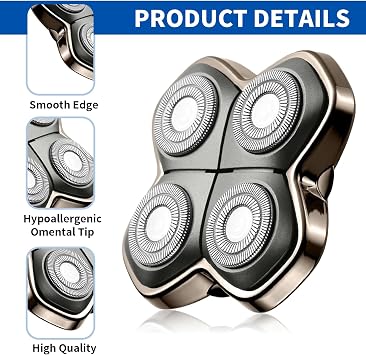 Compatible with Skull Shaver Replacement Heads,1Pack PRO 4 Head Replacement Blade Compatible with Skull Pitbull Gold/Silver/Platinum PRO,Blades Fit for Butterfly Kiss Head Shavers,Rotary 4