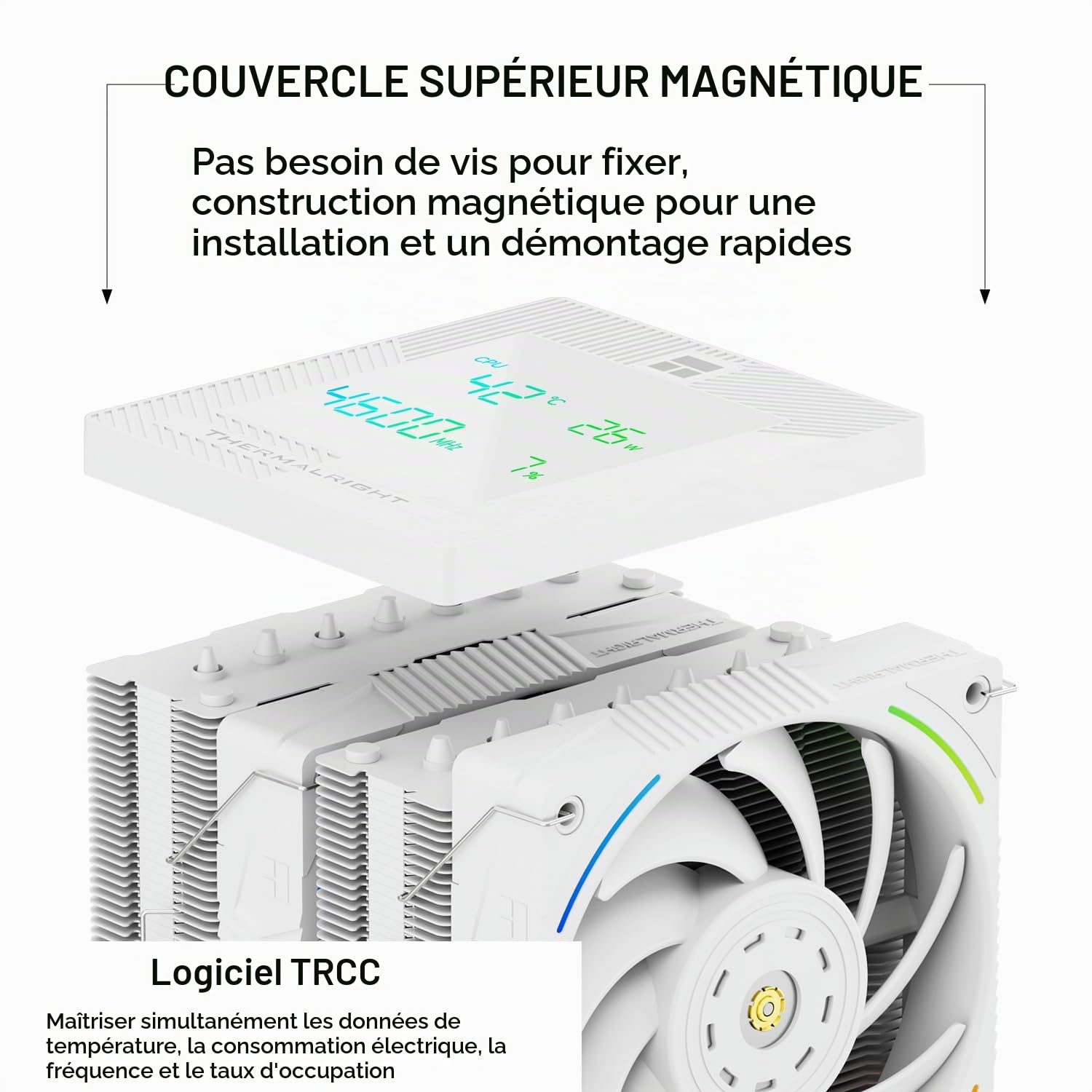 TR-Thermalright Phantom Spirit 120 Digital Snow CPU Kühler, Doppelturm mit 7 Wärmerohren, Dual PWM-Lüfter-2150RPM, Digital Display Board Top Cover, für AM5/AM4, Intel lga1851/1700/115x, Weiß