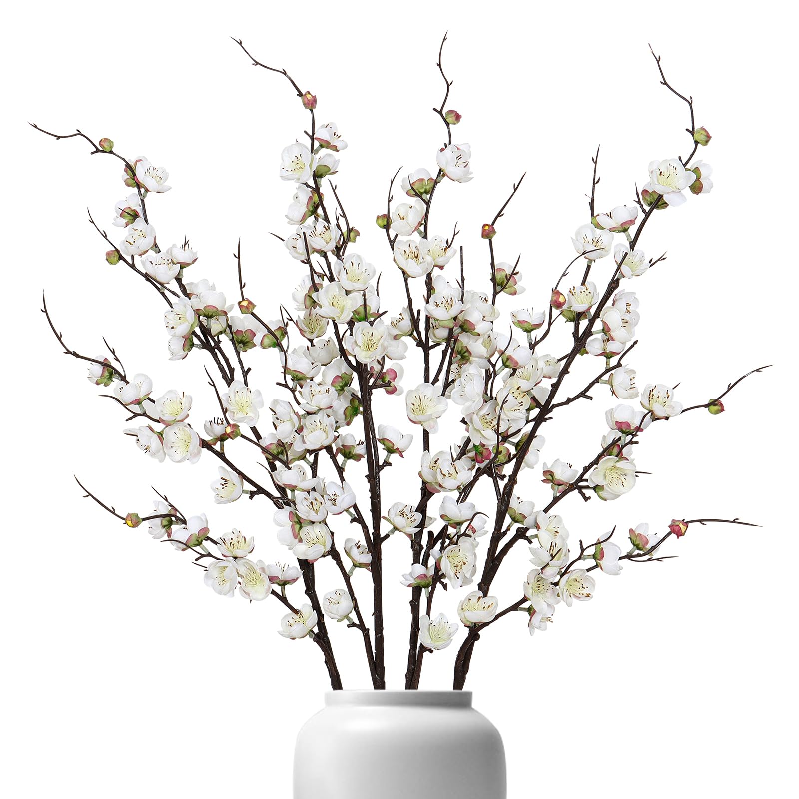 Betylifoy Artificial Plum Blossom Flowers 4Pcs Faux Silk Cherry Blossom 38" Long Stems Fake Plum Blossom Branches Artificial Silk Flower for Flowers Arrangement Wedding Home Table  image 3