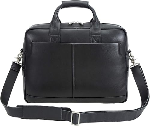 Miniatura 7 de Polare - Maletín de cuero para hombre, bolsa de mensajero de viaje de negocios de 15.6 pulgadas, cremallera metálica YKK Napa Black(versión