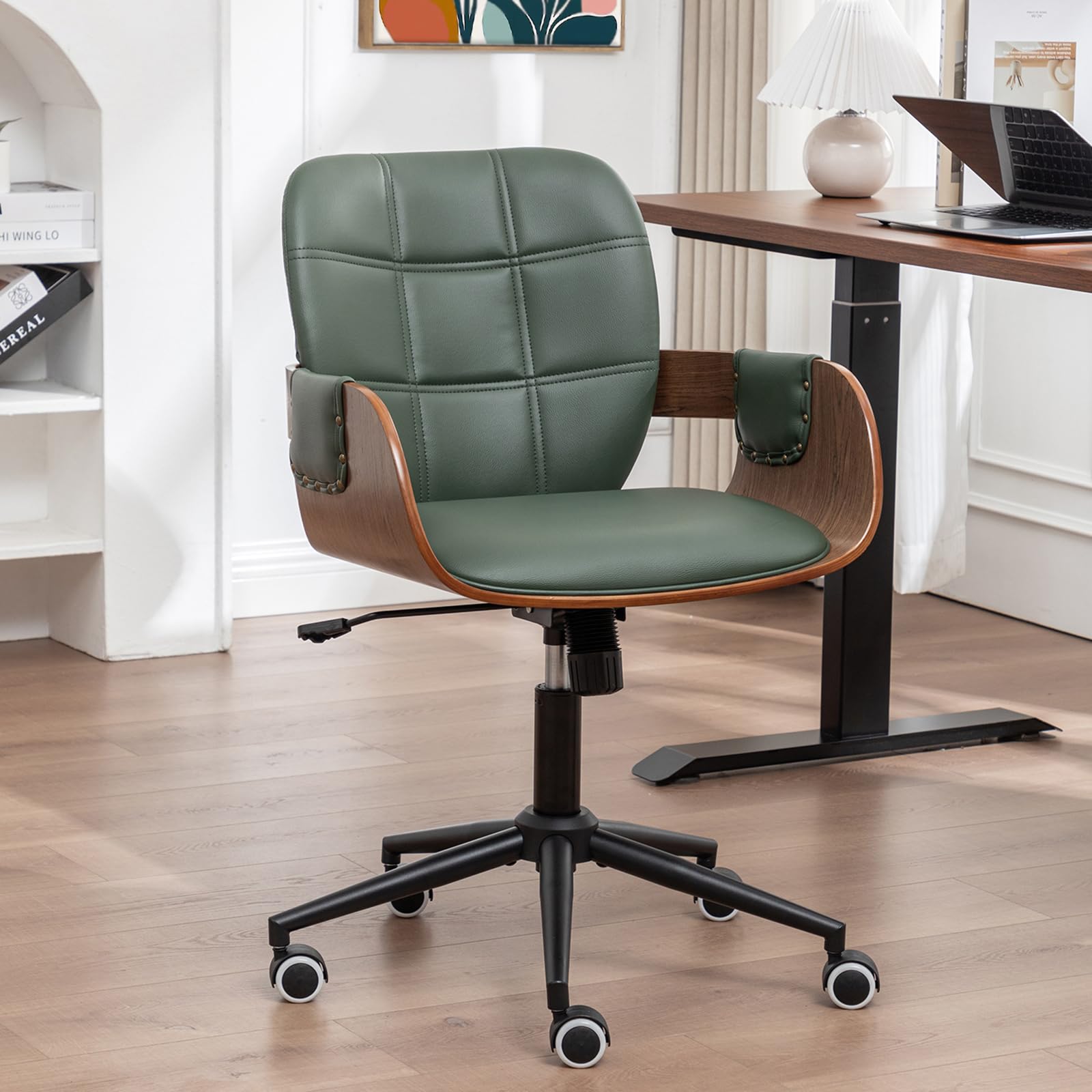 ALLFONIS Walnut Green Office Chair