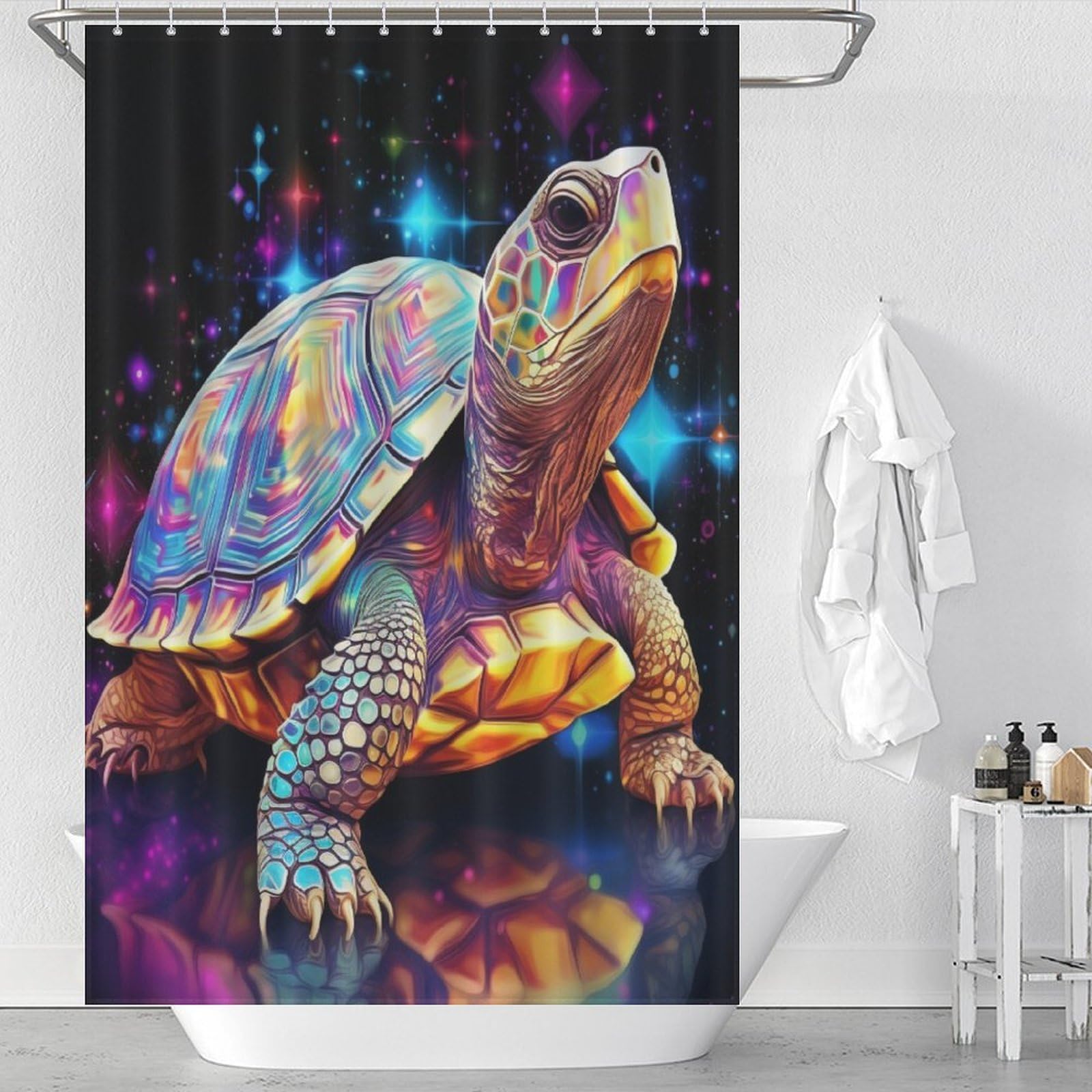 Rideau de douche tortue imperméable 122x183 cm en tissu lavable