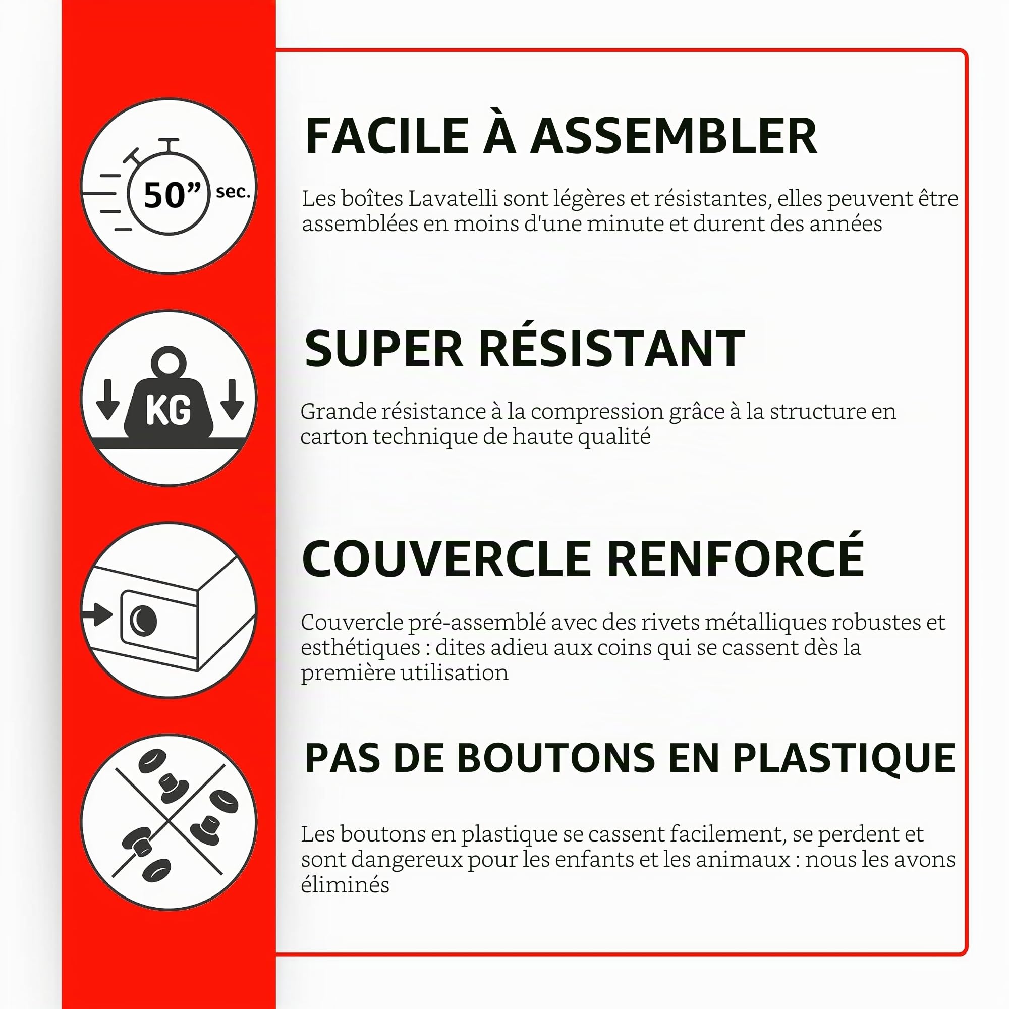 Lavatelli Lot de 6 Boîtes Rangement avec Couvercle – Grandes Boîtes Organisateurs Placard en Carton Doux foyer 39x50x24 cm pour Literie, Saisons, Vêtements, Maison