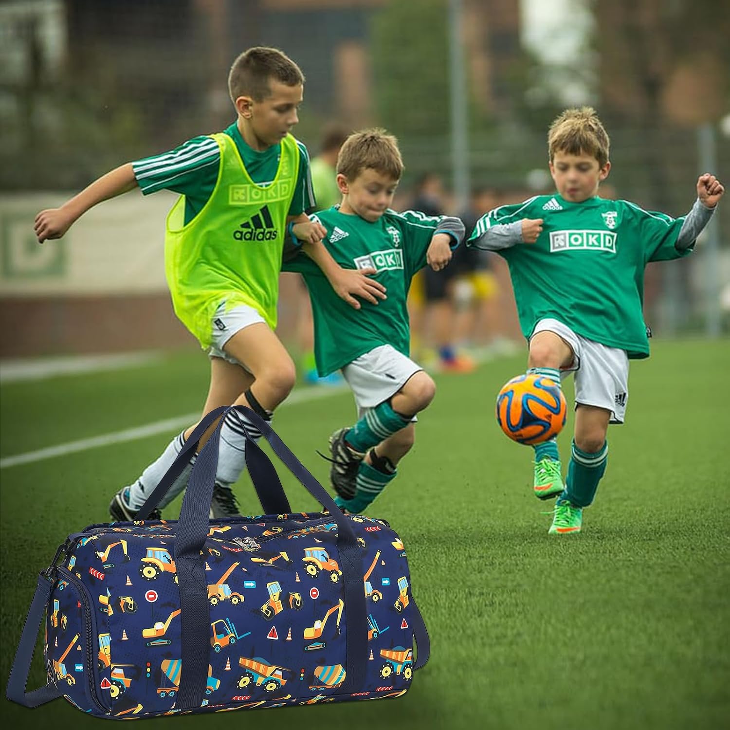 BTOOP Kids Overnight Bag for Boys Small Truck Sports Gym Duffle Bags With Shoe Compartment Toddler Weekender Sleepover Tote for Travel - Image 2