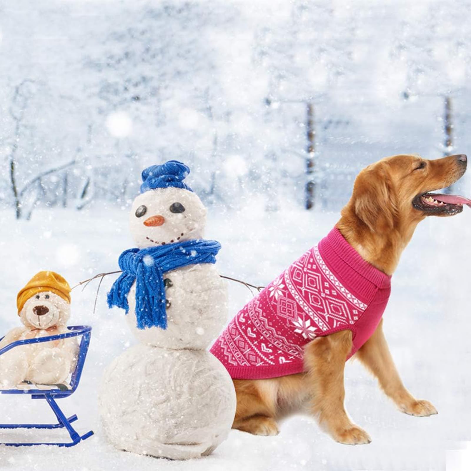 HOMIMP Suéter para Perro Argyle - Suéter cálido de Invierno para Cachorros, Abrigo Suave, suéter Feo para Perros pequeños, medianos y Grandes, Ropa para Mascotas, niño y niña, Color Rosa