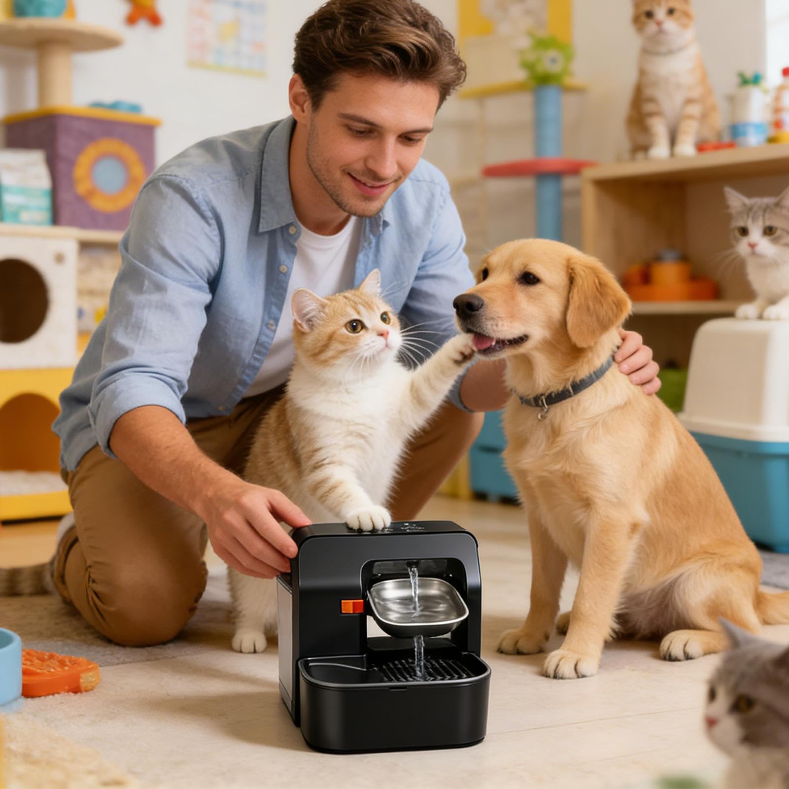 Bebedero para Gatos Bebedero Silencioso de 3.2 litros | Fuente Hidratante Portátil para Animales Domésticos Para Cachorros, , Conejos, Interior, Exterior, Jaula y Transportín