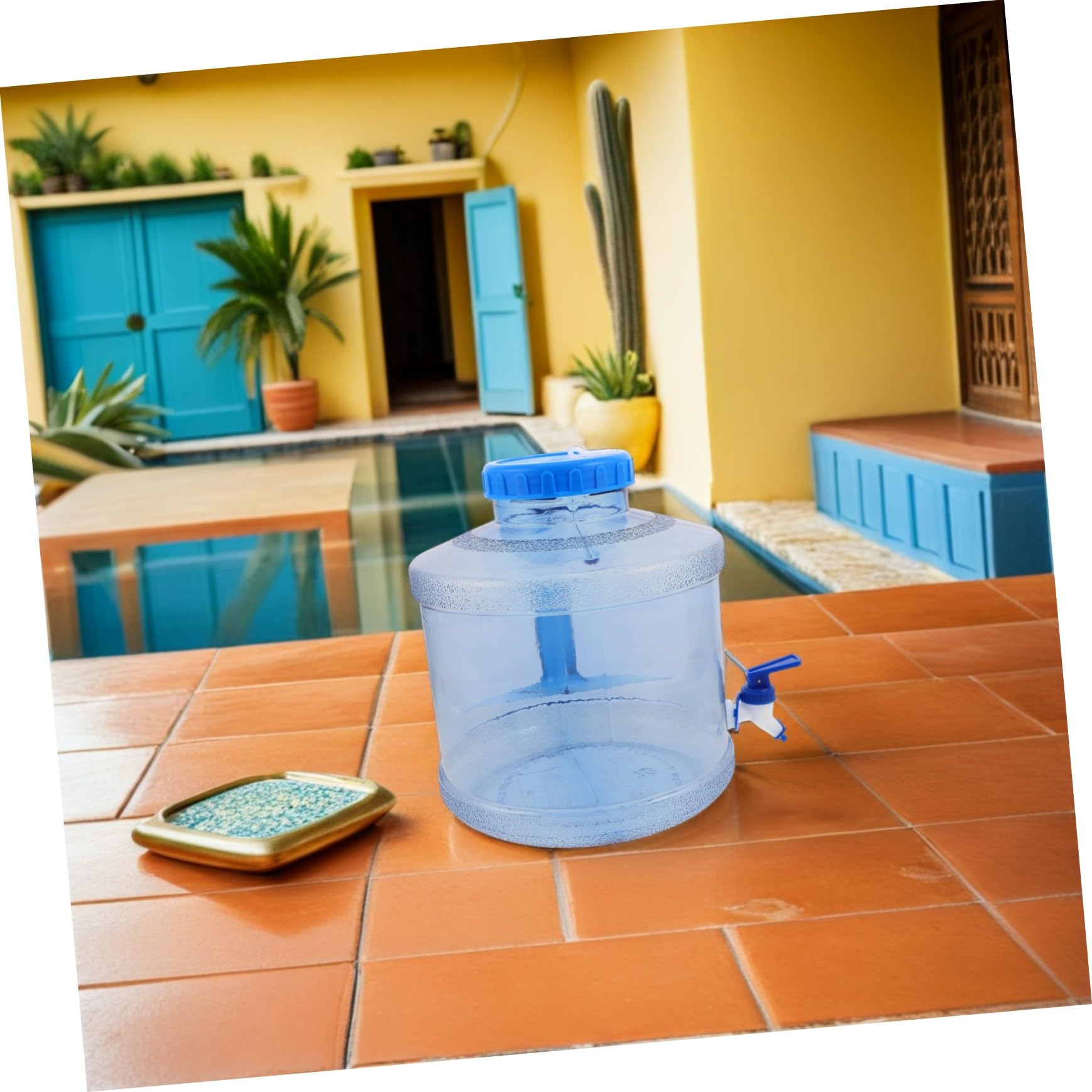 TOYANDONA Bidon Eau Portable avec Robinet Pc Alimentaire Seau Large pour Camping Randonnée et Urgence Bleu Ciel Facile à Transporter et Nettoyer