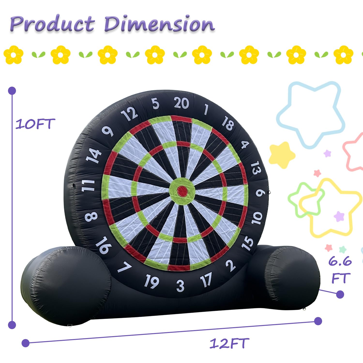Tablero de Dardos de Fútbol Inflable para Exteriores (3m de Alto), Tablero de Dardos de Fútbol Gigante con 8 Pelotas de Fútbol y Soplador de 370W