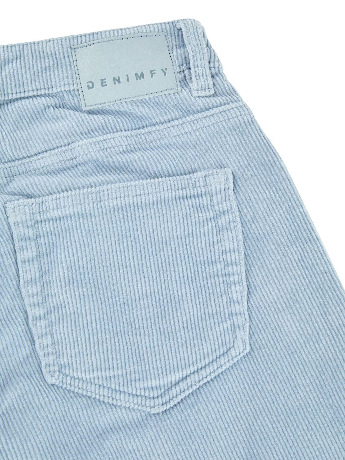 DENIMFY DFLisa Mom Fit Pantaloni da donna a vita alta, in corda, con chiusura lampo, in cotone, tinta unita, blu, verde, beige, S, M, L, XL