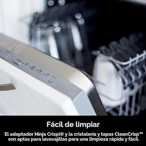 Miniatura 17 de Ninja Crispi - Freidora de aire de vidrio 4 en 1  450 F  No tóxica  Contenedores de vidrio de 4 cuartos y 6 tazas con tapas  Microondas, congelador,