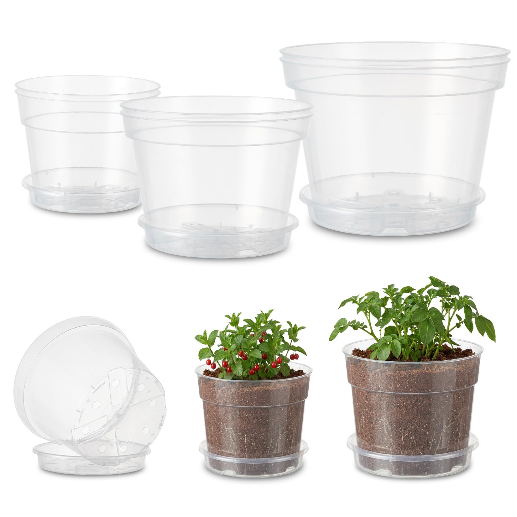 Pots de fleurs transparents avec trous de drainage Garvee anti-pourrissement des racines