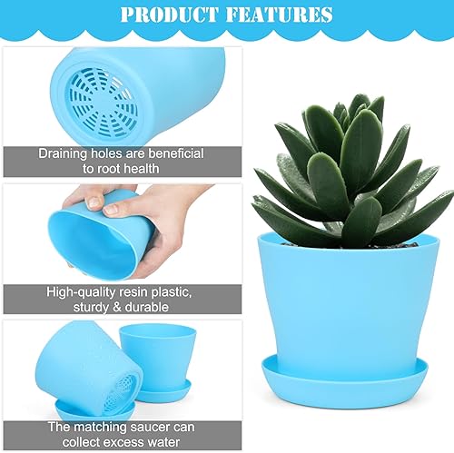 Miniatura 4 de Hahood Paquete de 48 macetas de plástico de 4 pulgadas, juego de macetas de interior de plántulas gruesas, macetas de inicio de semillas con