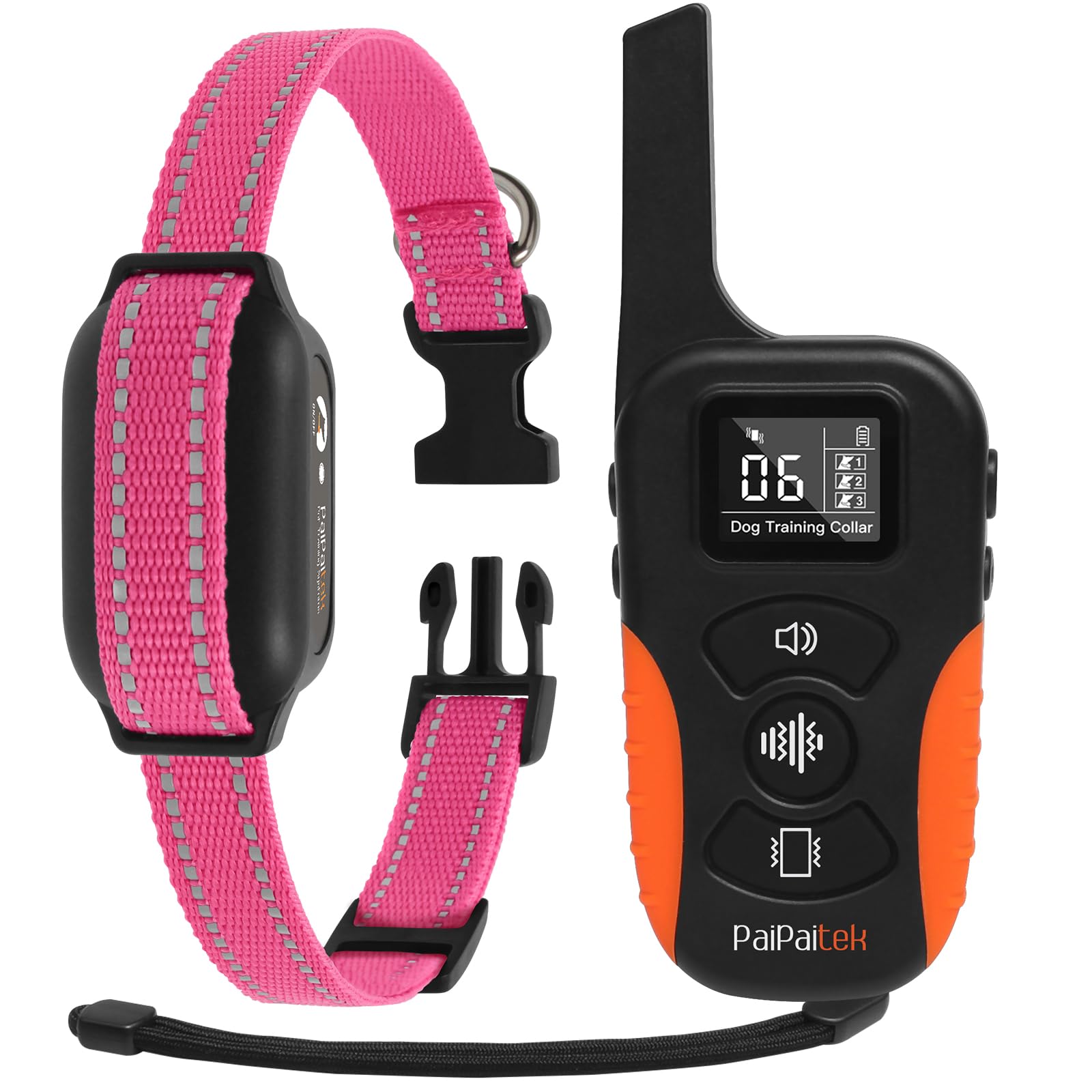 PaiPaitek Vibrating Dog Collar No Shock, Dog Vibration Collar with Controller 3300ft Range, No Shock Training Collar for Small Dogs, IPX7 Waterproof,