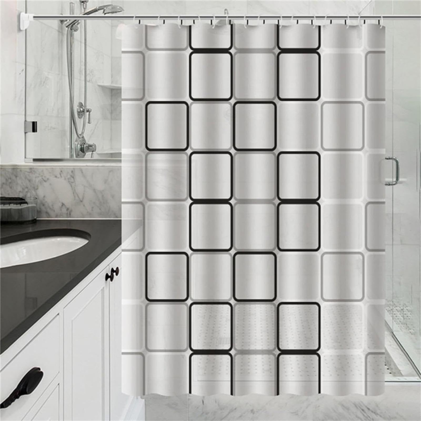 Cortina de ducha impermeable, resistente al moho, lavable, tela de poliéster pesado, 180 x 195 cm, perfecta para decoración de baño, fácil de limpiar