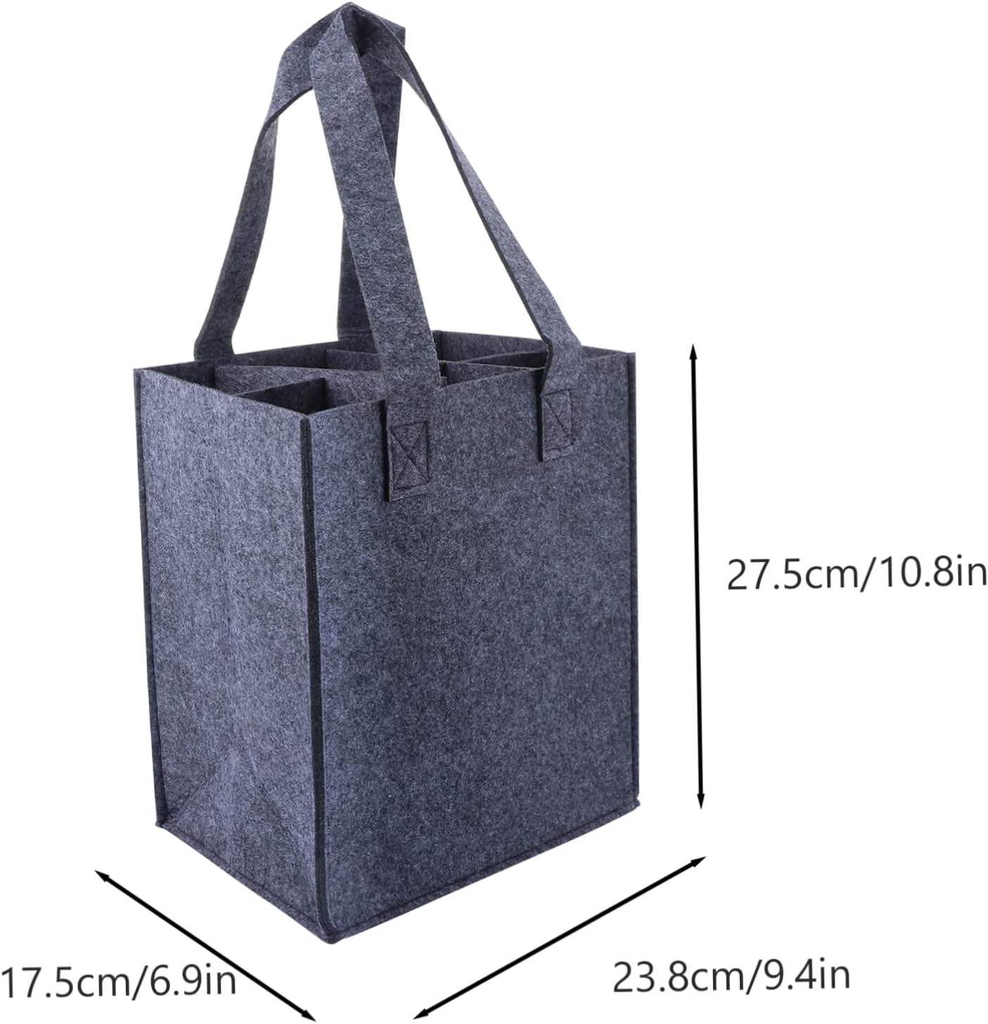 2Pcs Portable Felt Wine Bottle Bags with Reinforced Handle for Black