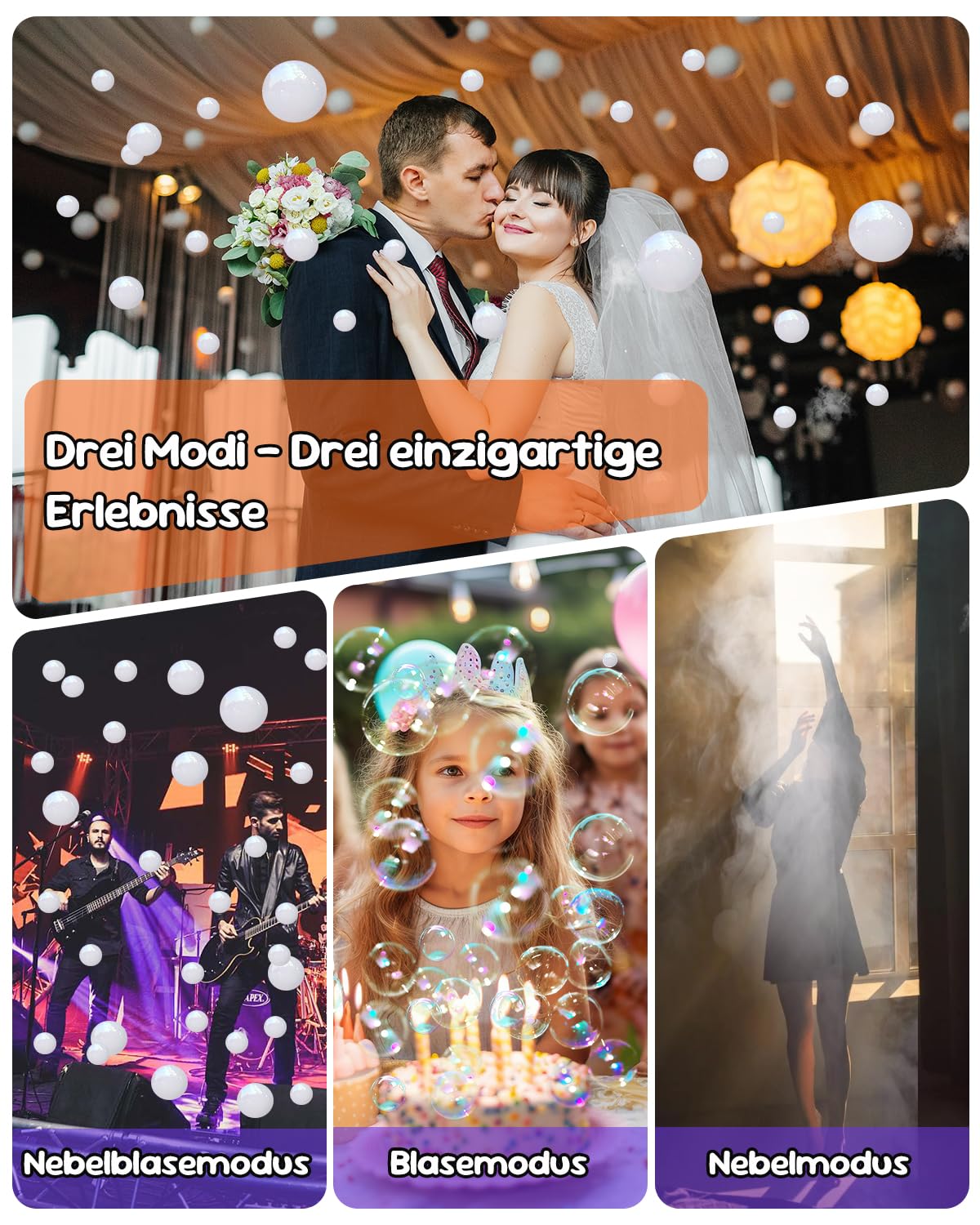 Nebelmaschine, 450W Fog Bubble Machine mit drahtloser Fernbedienung, 3 in 1 Bubble Fog Machine, Make Bubble | Fog Bubble | Continuous Fog for Halloween Weihnachten Party Hochzeit Geburtstag Holiday