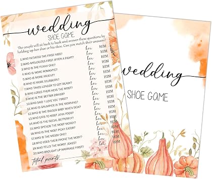 Bridal Shower Games, Elegant Pumpkin Wedding Shoe Game, 25 Love In Bloom Bridal Shower Decorations for New Couples Party Engagement Bachelorette - C01