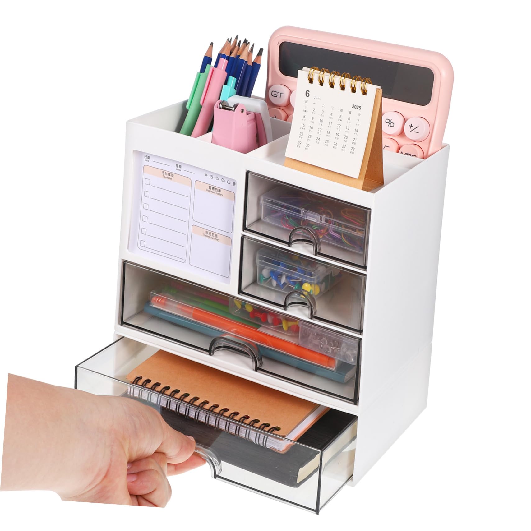 Alipis Caja de Plástico para Organizar Maquillaje y Útiles Escolares Organizador de Escritorio con Hogar Cajón de Almacenamiento para Papelería de Oficina
