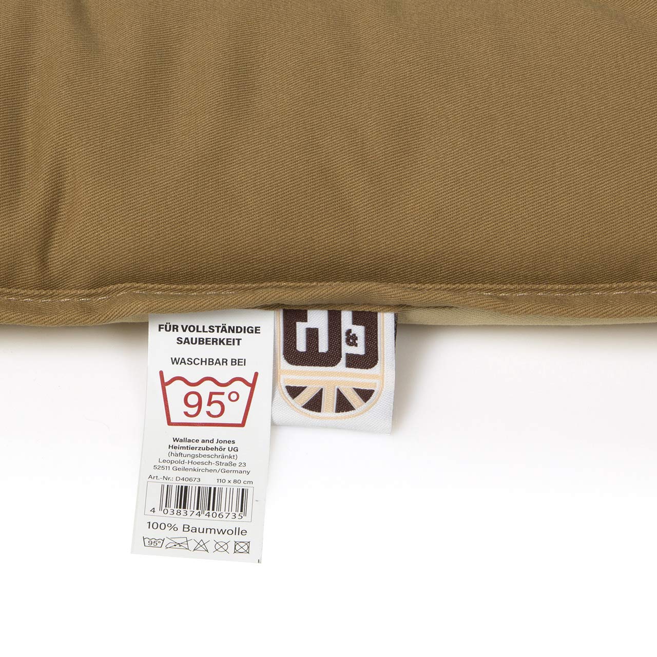 Wallace & Jones | Wendedecke pflegeleicht waschbar bis 95°C - gepolsterte Indoor/Outdoor Liegedecke für Hunde | XL - 130 x 90 cm - Beige/Braun
