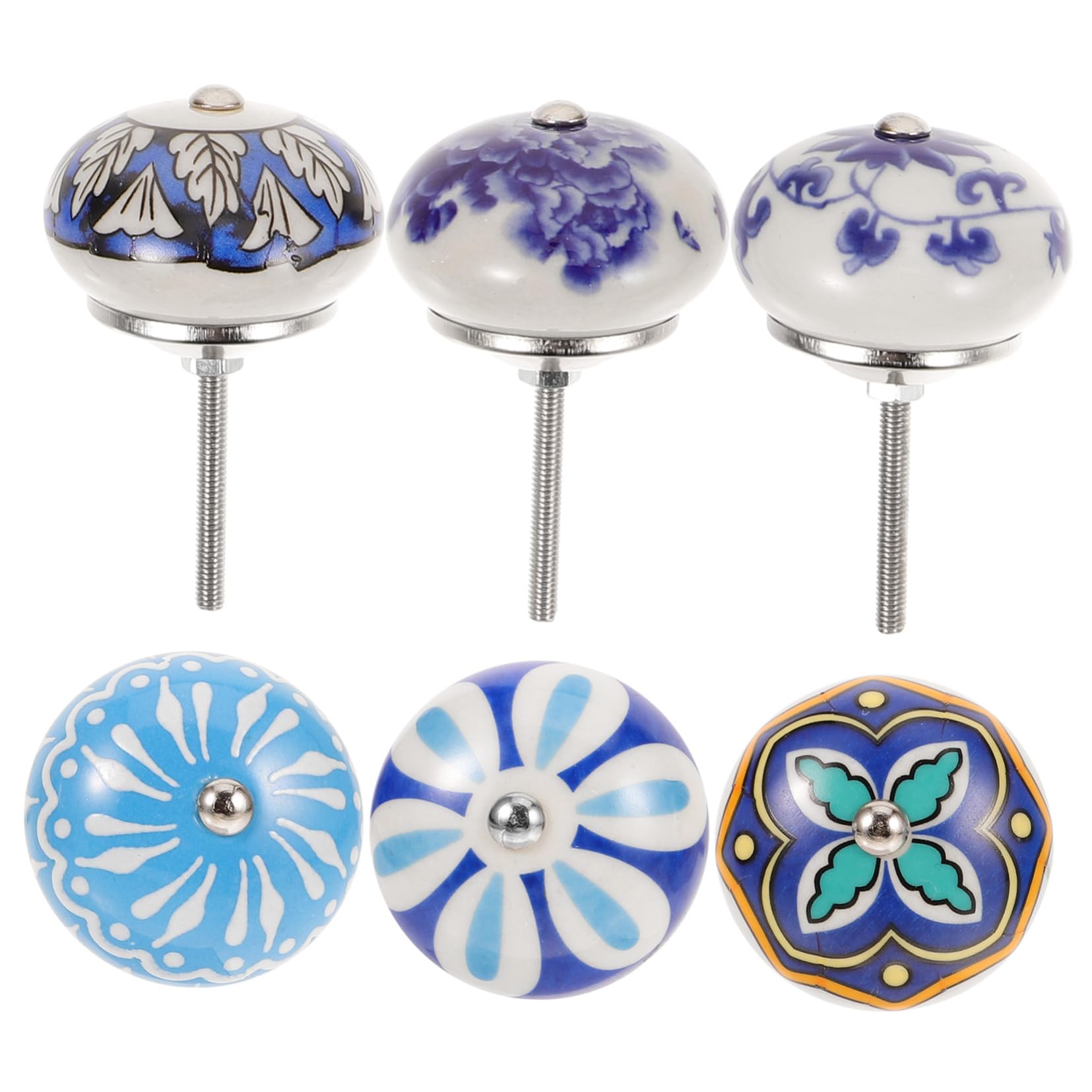 Lurrose 4 Set Manico in Ceramica Pomello Da Comò in Porcellana Maniglia Cassetto Chiave Cucina Pomello Per Armadio Monoforo Decorativo Per Comò 6 Pezzi*4