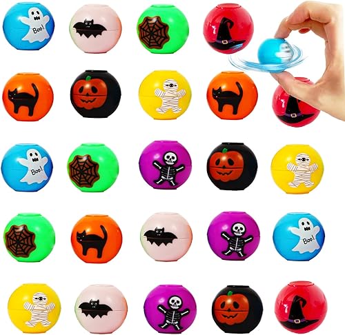 24 piezas de Halloween mini Fidget Spinners Ball Toys para niños y adultos, Halloween, dulce o truco, bolsas de regalo, juguetes de caja del tesoro,