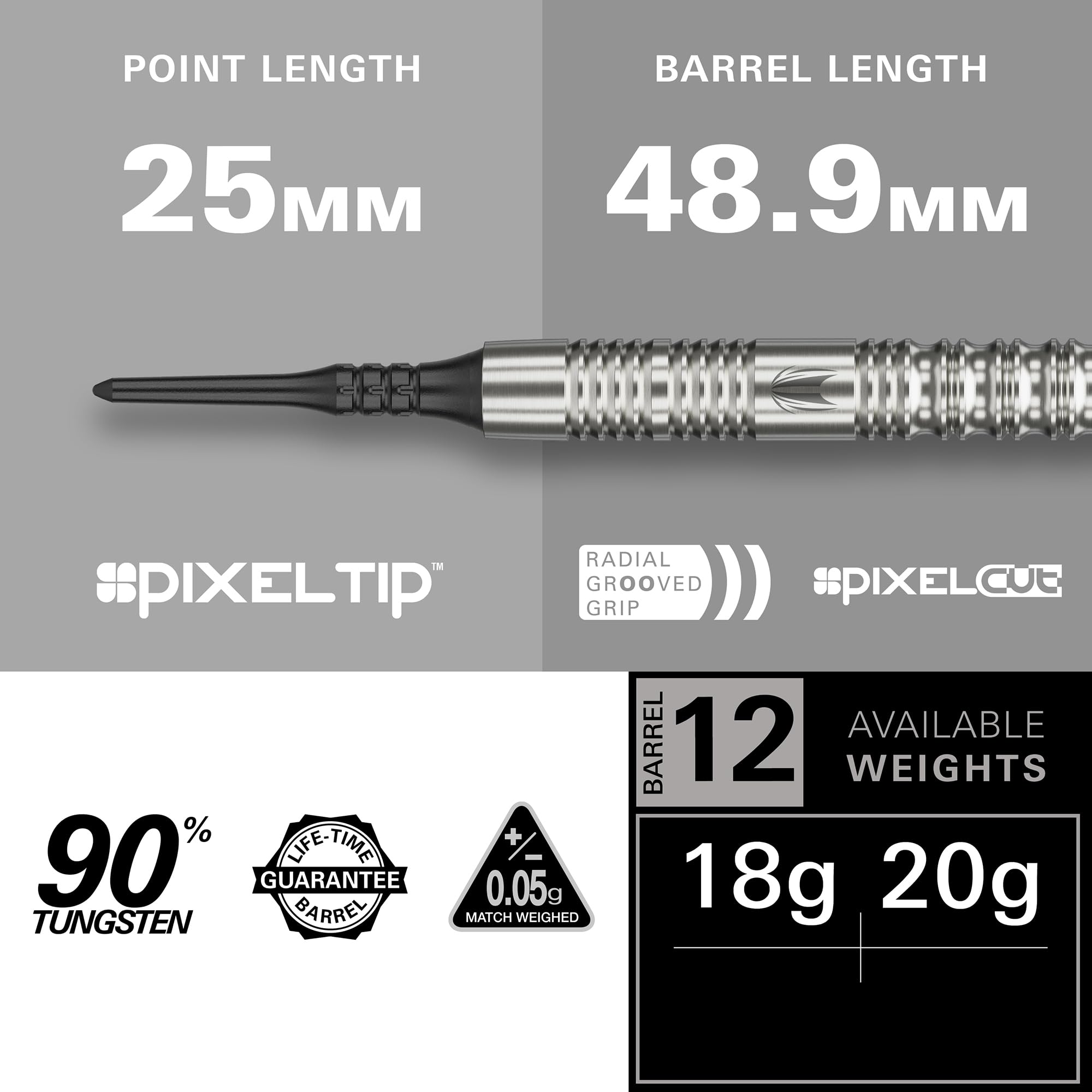 Target Darts Hydro 18g/20g 90% Tungsten Soft Dart Set Dartpfeile mit Kunststoffspitze Pro Ultra No.6 Flights Pro Grip Schäfte Pixel Points Profi Dart Pfeile für elektronische Dartscheibe