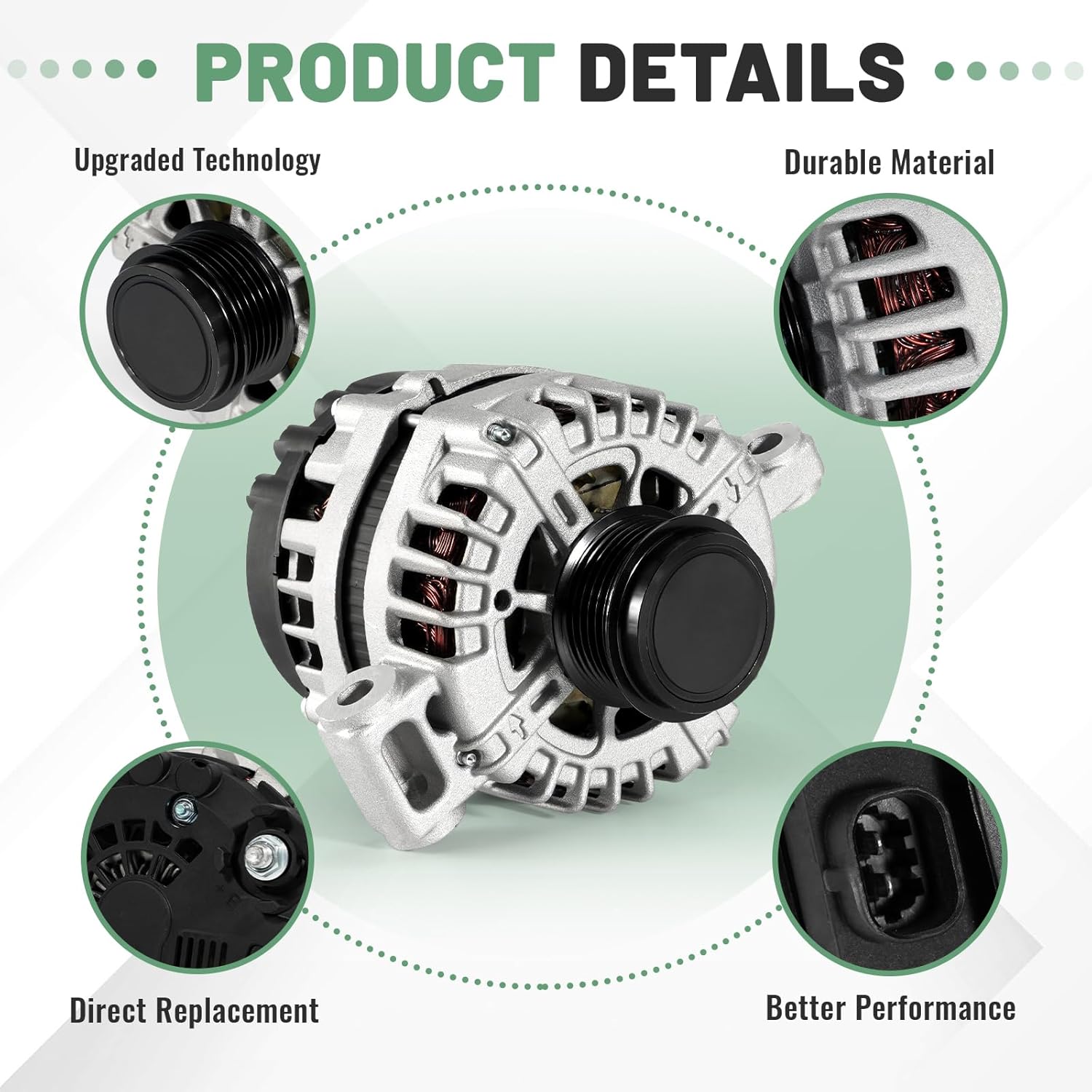 13502988 Alternator 150A, Fit for Chevrolet Camaro 2010-2012, Colorado 2015-2016, GMC Canyon 2015-2016 | 3.6L V6 GAS - Replace 11485, 11485N, 849127, FG15S026, AL8876X Generator 12V CW