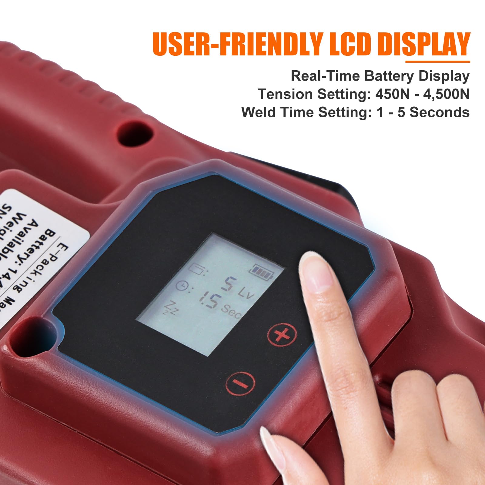 Reggiatrice elettrica – Tenditore 4.500N, 2 batterie da 4.000 mAh, display LCD, kit di strumenti per banding portatile automatico per cinghie PET/PP da 0,5-0,6 pollici, imballaggio di pallet e