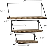 Vista 2 de Deco 79 Estante de pared geométrico de metal industrial, juego de 3 14", 19", 24"W, negro
