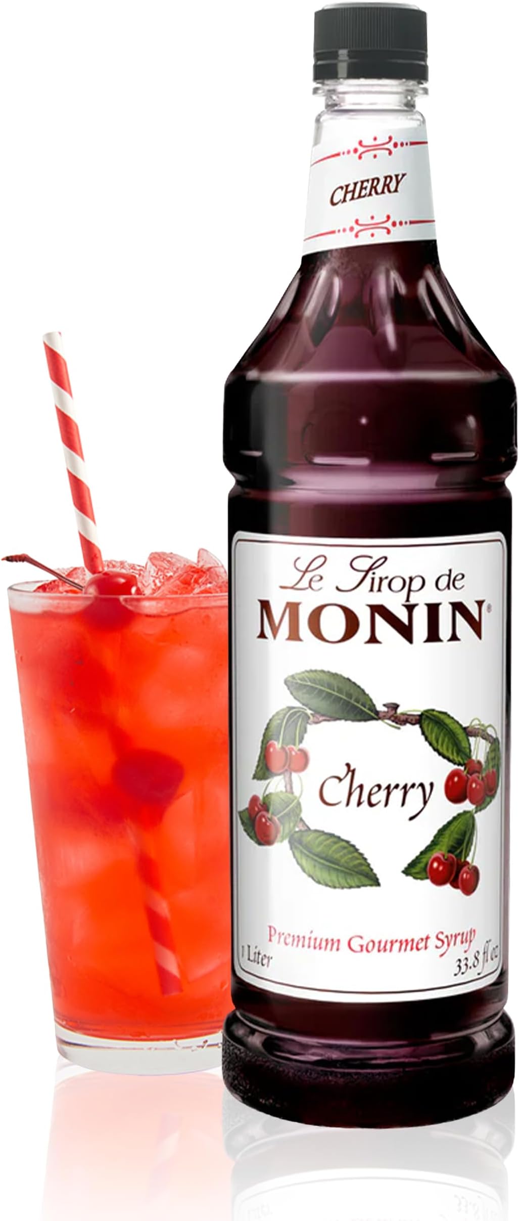 Flavored Syrup, Cherry, 33.8-Ounce Plastic Bottle (1 liter)