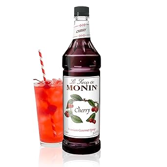 Monin Flavored Syrup, Cherry, 33.8-Ounce Plastic Bottle 1 liter