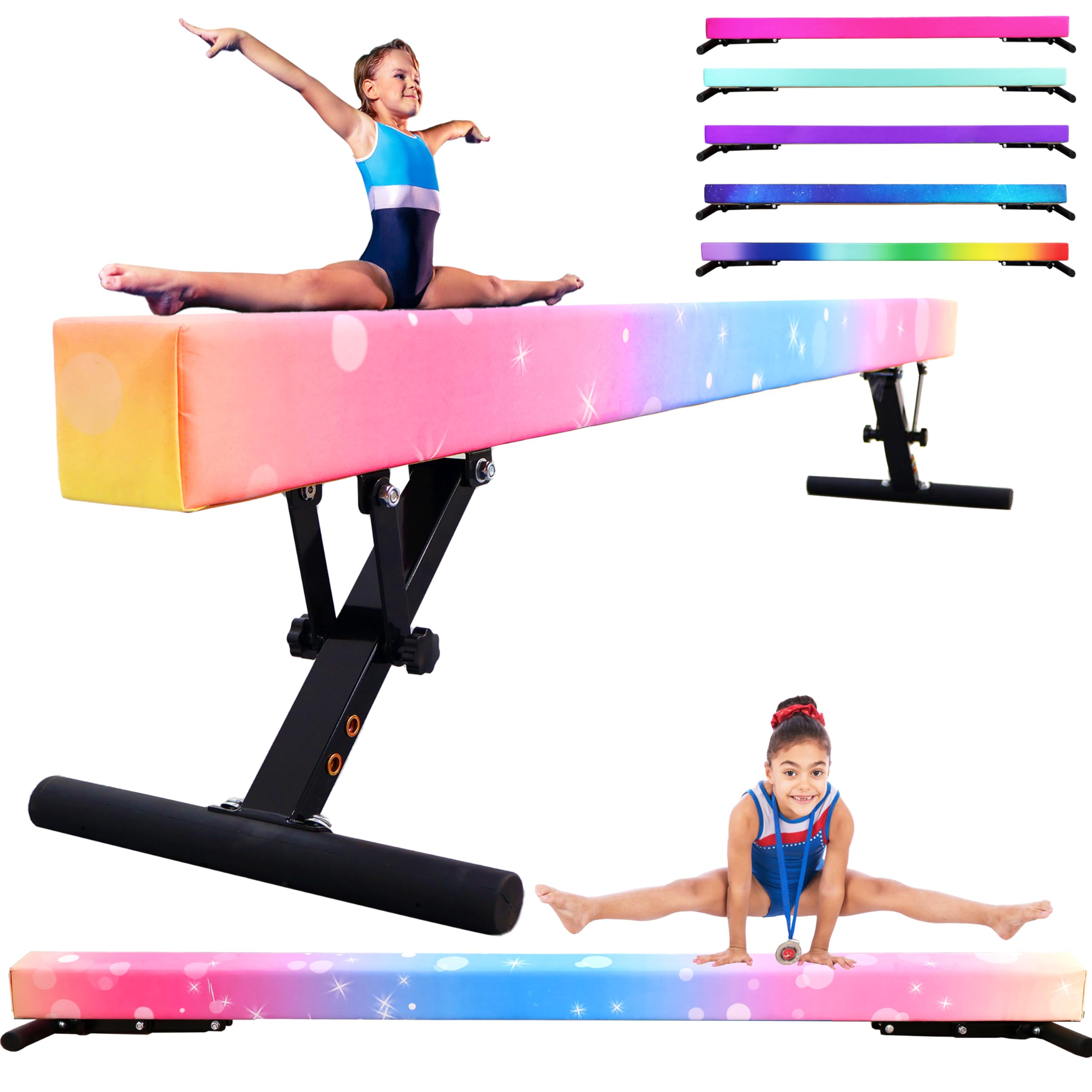 pregymnastic 8ft balance beam, raised gymnastics beam for kids ages 3-18, home gym equipment for training, adjustable balancing beam indoor