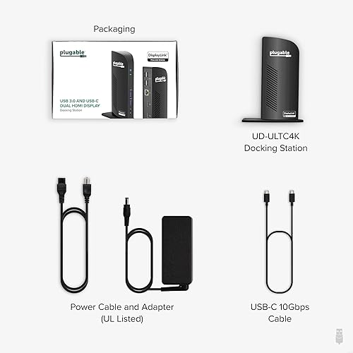 Miniatura 6 de Plugable Estación de acoplamiento USB-C 4K Triple Display con compatibilidad de carga para sistemas específicos Windows USB C y Thunderbolt 3 (1