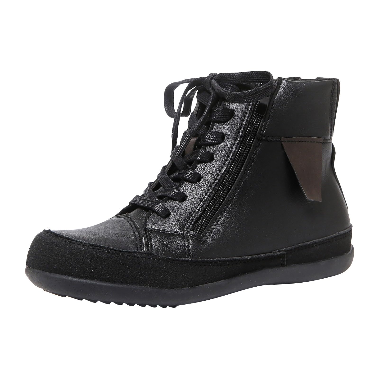 Cocila Botines Casuales para Mujer con Cremallera Lateral Y De Goma Ante. Zapatillas Invierno Botas Planas Piel Tacon Fino Barefoot Cuña Casual Nieve Hombre Agua Moto Calzado Cordones Serraje
