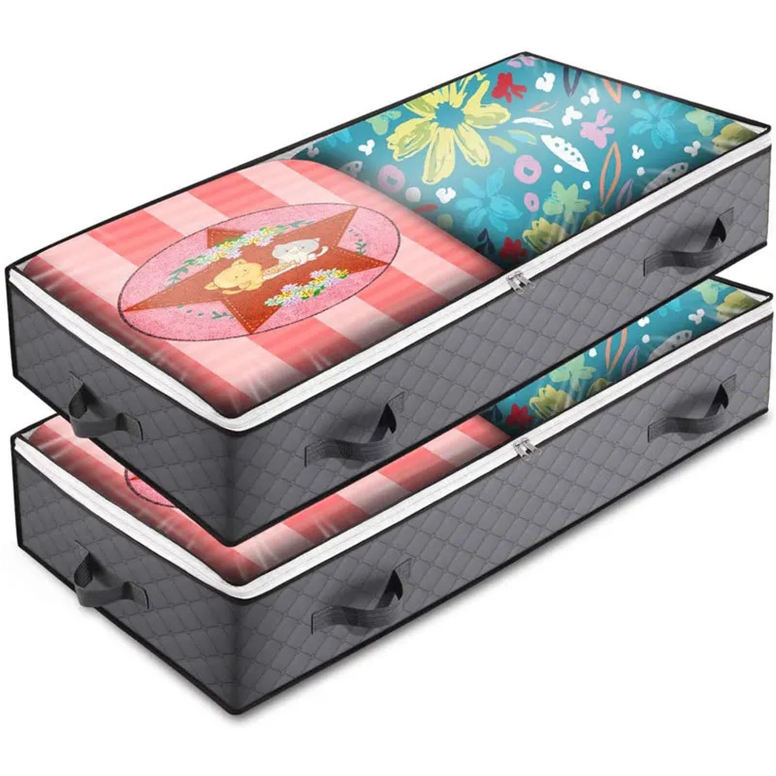 Organizador Debajo De La Cama Bolsa Plegable for Debajo de la Cama, Manta, Organizador de Ropa, Bolsa de Almacenamiento con Cremallera Transpirable for Dormitorio, 2 uds. para Ropa(Gray)