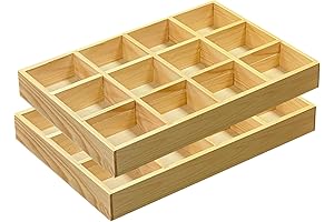 2-Pack Wooden Organizer Trays for Sorting, Display, and Storage