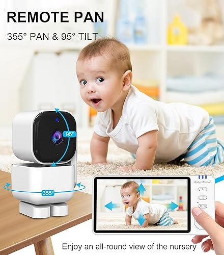 Miniatura 2 de Monitor de bebé con cámara y audio 5 pulgadas 720 pantalla HD Monitor de bebé sin Wifi Mini Robot Monitor 3500mAh batería visión nocturna 2 vías