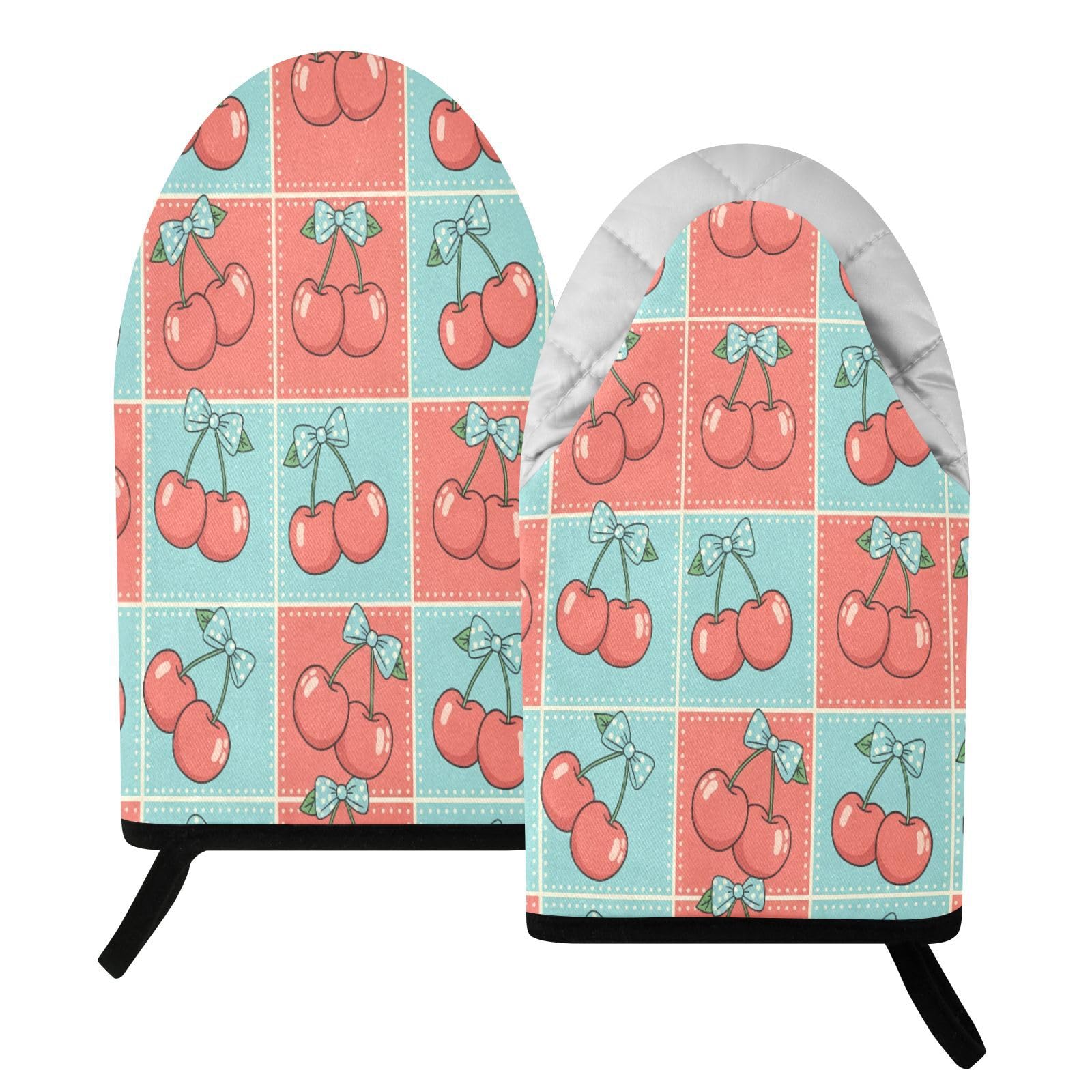 BURSTDDY Cherry Oven Mitt,Heat Resistant Kitchen Mitts for Cooking