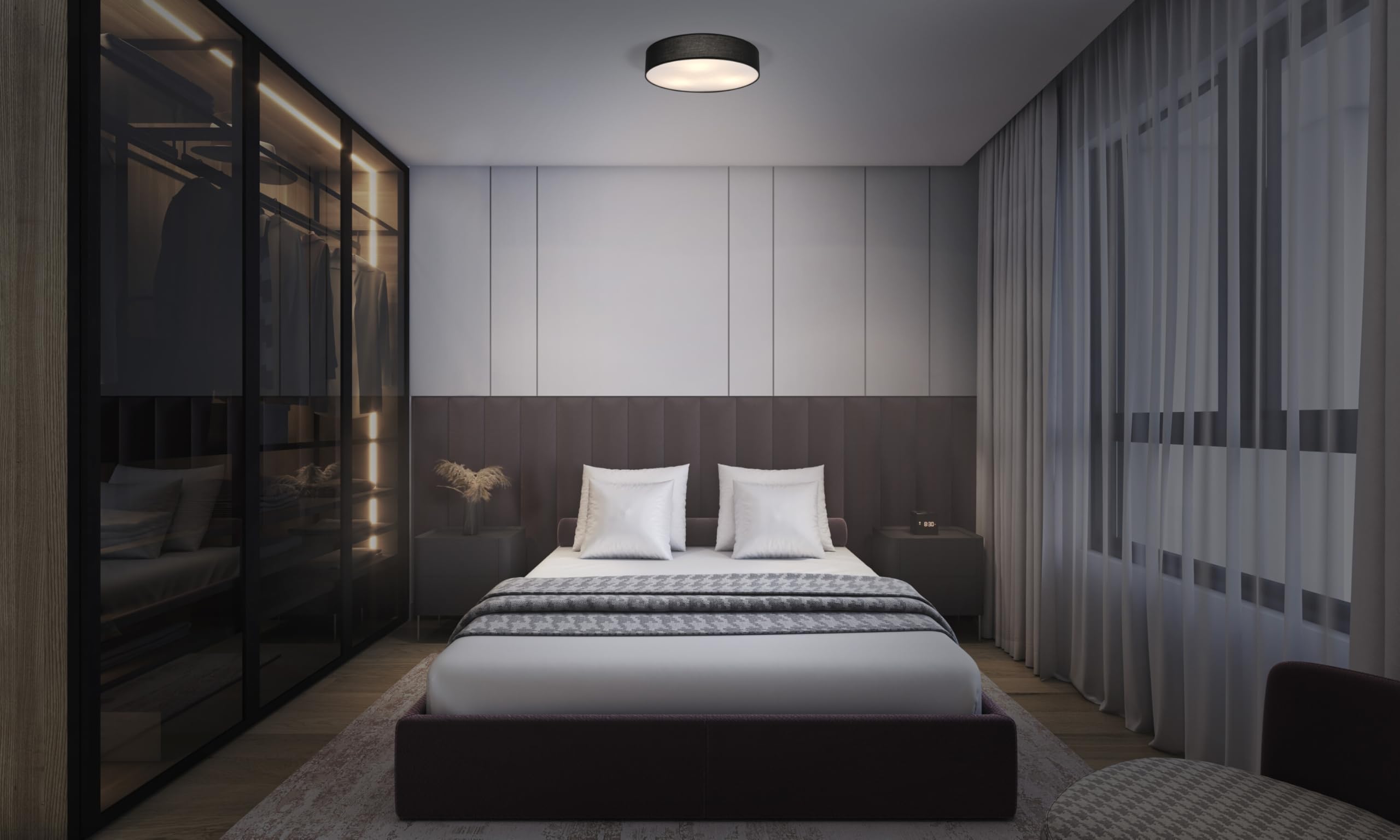 OSRAM Lampa sufitowa ORBIS PARIS 480mm, czarna, trzonek 3XE27, możliwość wyposażenia w inteligentną lampę, nowoczesny design, z tekstylnym kloszem, odpowiednia do wnętrz, okrągła, stopień ochrony IP20