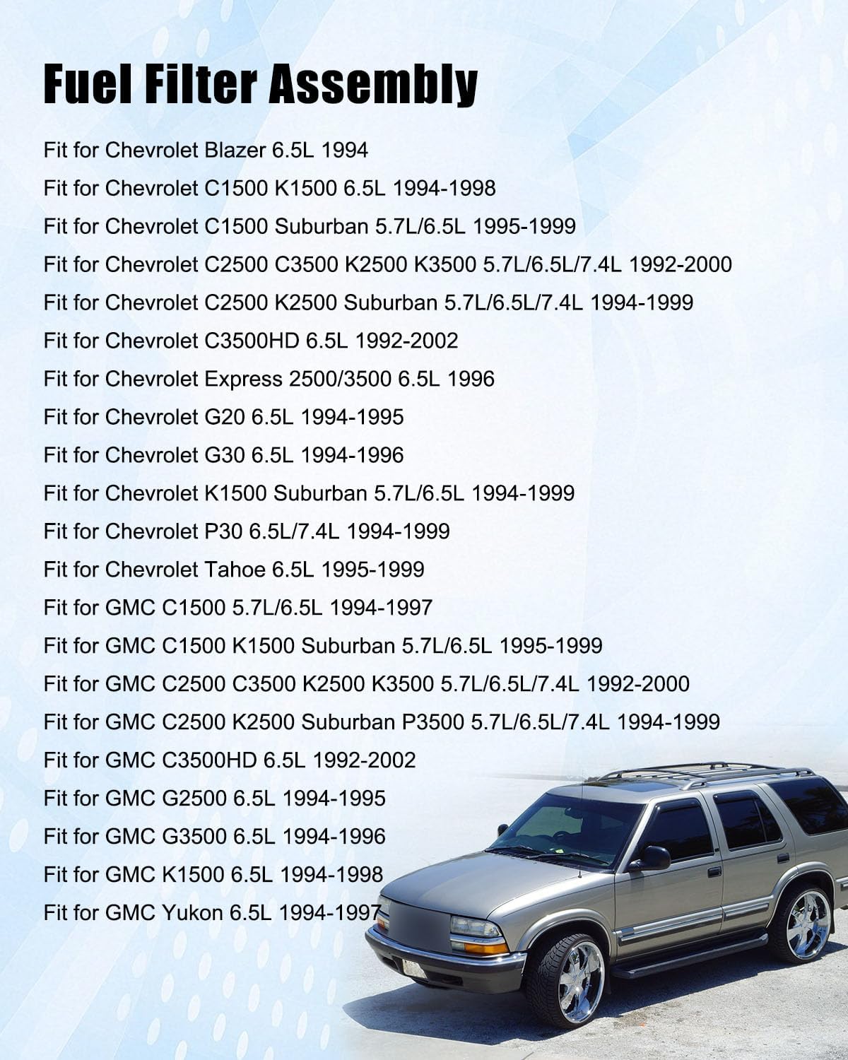 10154635 Fuel Filter Assembly Fit for Chevy/GMC C1500 C2500 C3500 K1500 K2500 K3500 6.5L V8 Replaces 10226035 TP1256