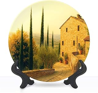 HABEN ARTWORK Decorative Ceramic Plates for Display with Stand, 10" Bed Breakfast Tuscany Italy Dinner Plate for Wall Hanging Tabletop Decor Home Housewarming Gifts