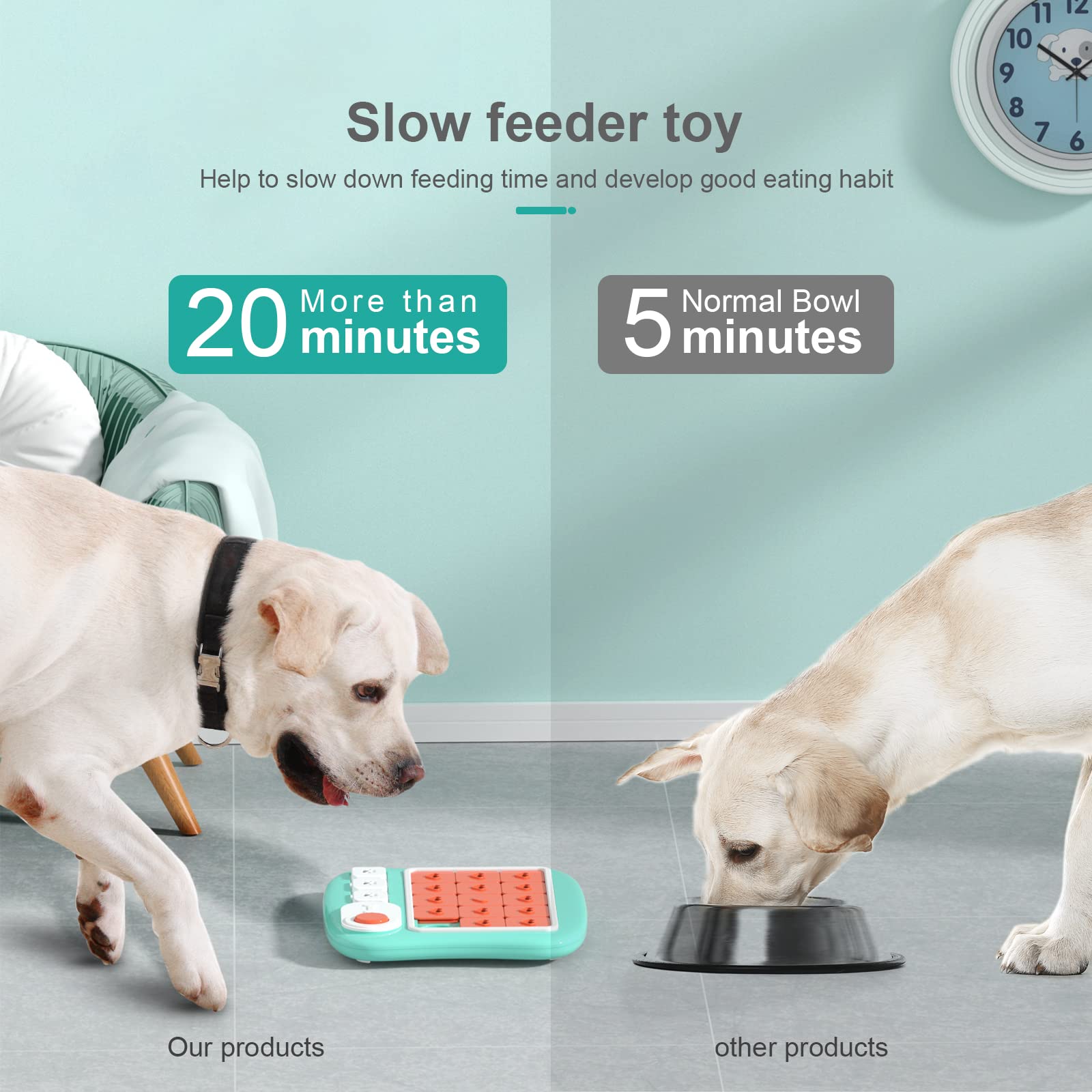 FOXMM - Puzle interactivo para perros, juguete para entrenamiento de coeficiente intelectual y estimulación mental, dispensador de premio con diseño chirriante para perros grandes, medianos y pequeños